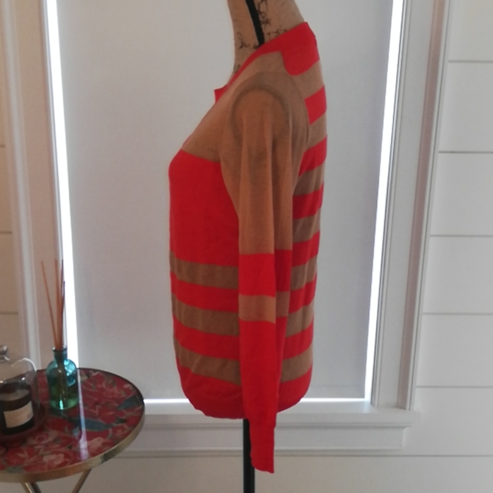 Orange & Tan Sheer Top - Picture 5 of 12